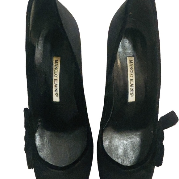 MANOLO Blahnik Satin Bow Pump High Heels SZ 40 US 10 - Picture 11 of 15